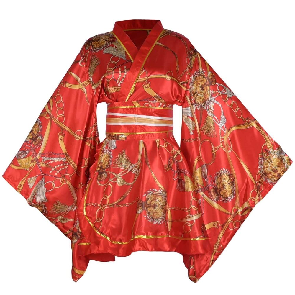 7463 Sexy Short Kimono Costume Robe Loose Floral Patten Dress Japanese